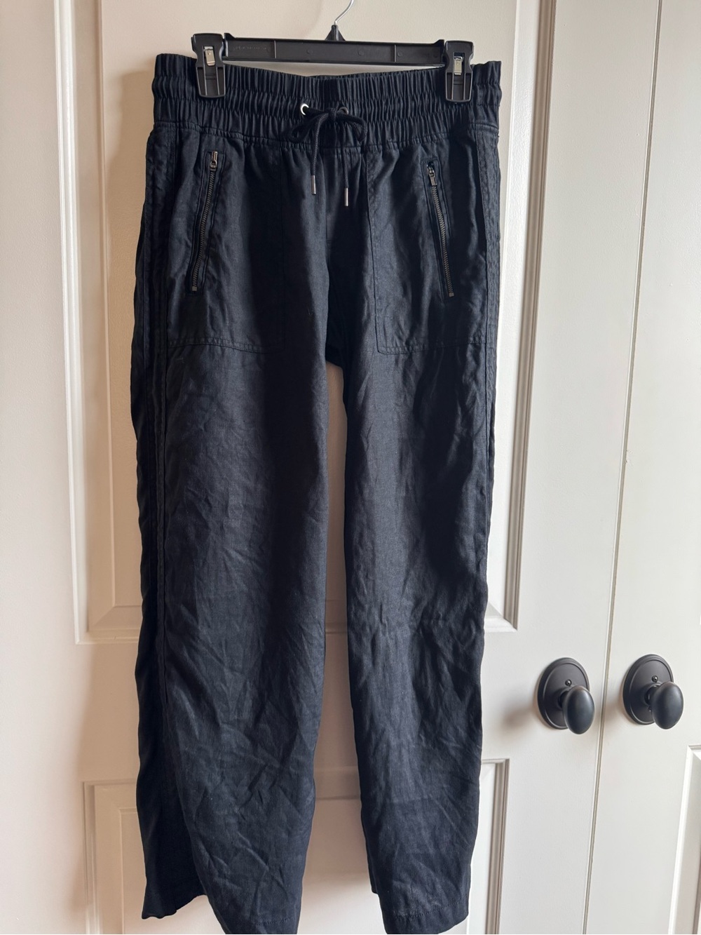 Athleta Black Linen Wide Leg Pants Sz 6P